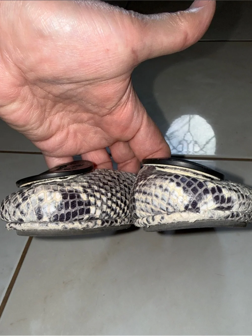 Tory Burch-Mini Travel Ballet Flats Snake-Print with Logo Black Medallion